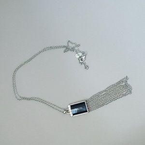 White House | Black Market necklace, silver chain with black pendant